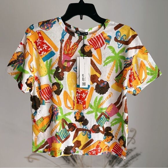 Zara Faces Print Tee New - Picture 1 of 1